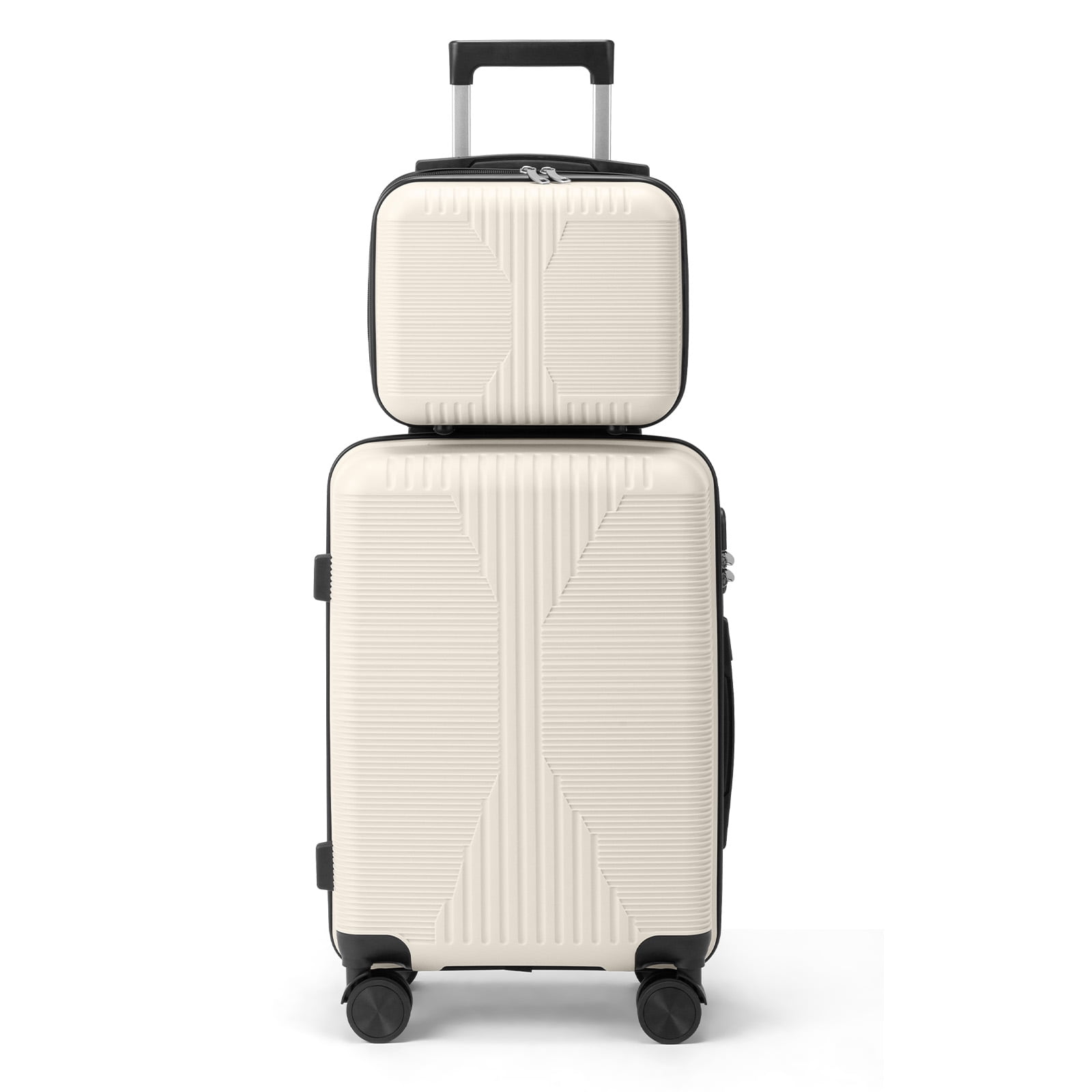 Ktaxon Luggage Set 2 Piece Carry-on, PP Hard Shell Suitcase 14" 20" Luggage Sets Spinner Wheels, White