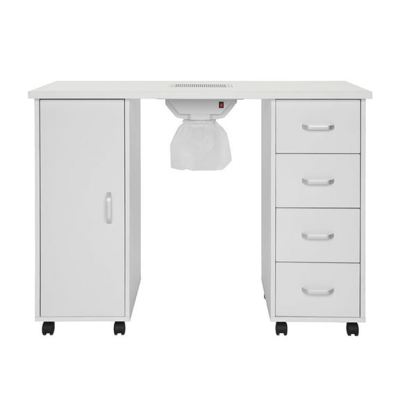 Ktaxon Manicure Nail Table Station, Salon Spa Nail Desk with Electric Downdraft Vent, White