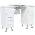 thumbnail image 1 of Ktaxon Manicure Table Nail Desk for Nail Tech w/Glass Top & Wrist Rest, White, 1 of 8