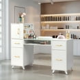 thumbnail image 1 of Ktaxon Manicure Table, Nail Makeup Desk, Storage Beauty Salon Workstation,White, 1 of 10