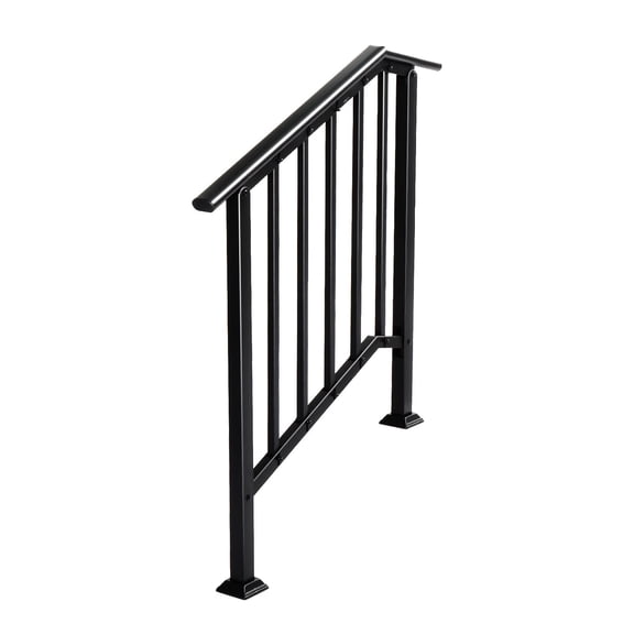 Ktaxon Metal Matte Black 2-Step Handrail Straight End Vertical Baluster for Yard Porch