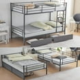 thumbnail image 1 of Ktaxon Metal Twin over Twin Bunk Bed with 2 Drawer & 2 Ladders for Bedroom, Gray, 1 of 7