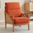 thumbnail image 1 of Ktaxon Mid Century Accent Chair, Modern Club Chairs with High Back, Rattan Sides Arm Chair for Living Room Bed Room Orange, 1 of 10