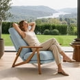 thumbnail image 1 of Ktaxon Mid Century Corduroy Accent Chair, 5 Position Adjustable Recliner Chair, Rubber Wood Frame Lounge Chair for Living Room Bedroom Office Blue-Green, 1 of 8