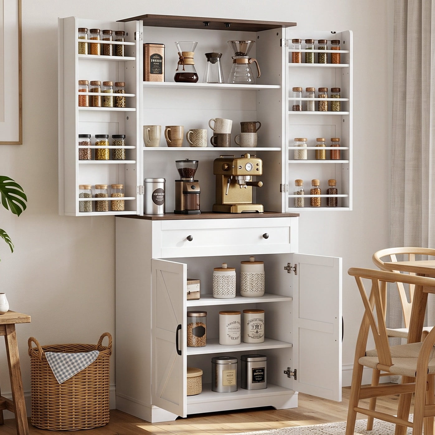 Ktaxon, Kitchen Pantry Storage Cabinet, 72 inches, White - Walmart.com