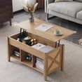 thumbnail image 1 of Ktaxon Mid-Century Lift Top Coffee Table, Multi-Functional Lift Tabletop Center Table for Living Room with Hidden Storage Compartment & 3 Cube Shelves, Walnut, 1 of 9