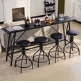 thumbnail image 1 of Ktaxon Mid-Century Modern 84" Bar Table and Chairs Set for 4~6, Pub Set for 4 with PU Padded Barstools Swivel Stool Dining Table Set, Modern Dining Set for 4, Black, 1 of 9