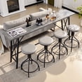 thumbnail image 1 of Ktaxon Mid-Century Modern 84" Bar Table and Chairs Set for 4~6, Pub Set for 4 with PU Padded Barstools Swivel Stool Dining Table Set, Modern Dining Set for 4, Gray Oak, 1 of 9