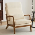 thumbnail image 1 of Ktaxon Mid Century Modern Accent Chair, Corduroy Armchair, High Back Single Sofa with Solid Wood Frame Beige, 1 of 9