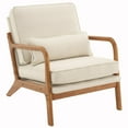 thumbnail image 1 of Ktaxon Mid Century Modern Accent Chair, Linen Fabric Armchair with Solid Wood Frame Beige, 1 of 11