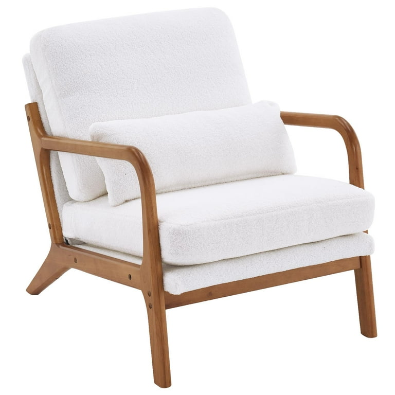 Dropship Mid-Century Modern Velvet Accent Chair,Leisure Chair With Solid  Wood And Thick Seat Cushion For Living Room,Bedroom,Studio,White to Sell  Online at a Lower Price