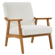 Ktaxon Mid-Century Accent Chair Modern Arm Chair with Solid Wood Frame,Teddy Velvet Fabric Club Chair,Beige