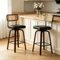 thumbnail image 1 of Ktaxon Mid-Century Modern Bar Stools Set of 2, Swivel Barstools 26" Counter Height with Padded Seat, Footrest & Backrest, Breakfast Kitchen Stools for Dining Room, Cafe, Bar Counter, Black, 1 of 7