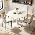 thumbnail image 1 of Ktaxon Mid-Century Modern Dining Table Set for 4, Round Tulip Dining Table with 4 Soft Padded Side Chairs, 5 Pieces Kitchen Table Set for Small Spaces, Dining Room, White, 1 of 6