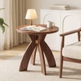 thumbnail image 1 of Ktaxon Mid-Century Sofa Table, 23.6" Wood End Table with Curved Legs, Multifunctional Nightstand Compact Round Side Table, for Living Room, Bedroom, Balcony, Home Office, Walnut, 1 of 7