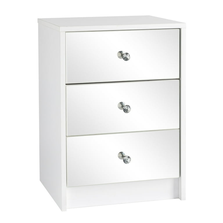 White bedside table with crystal knobs discount