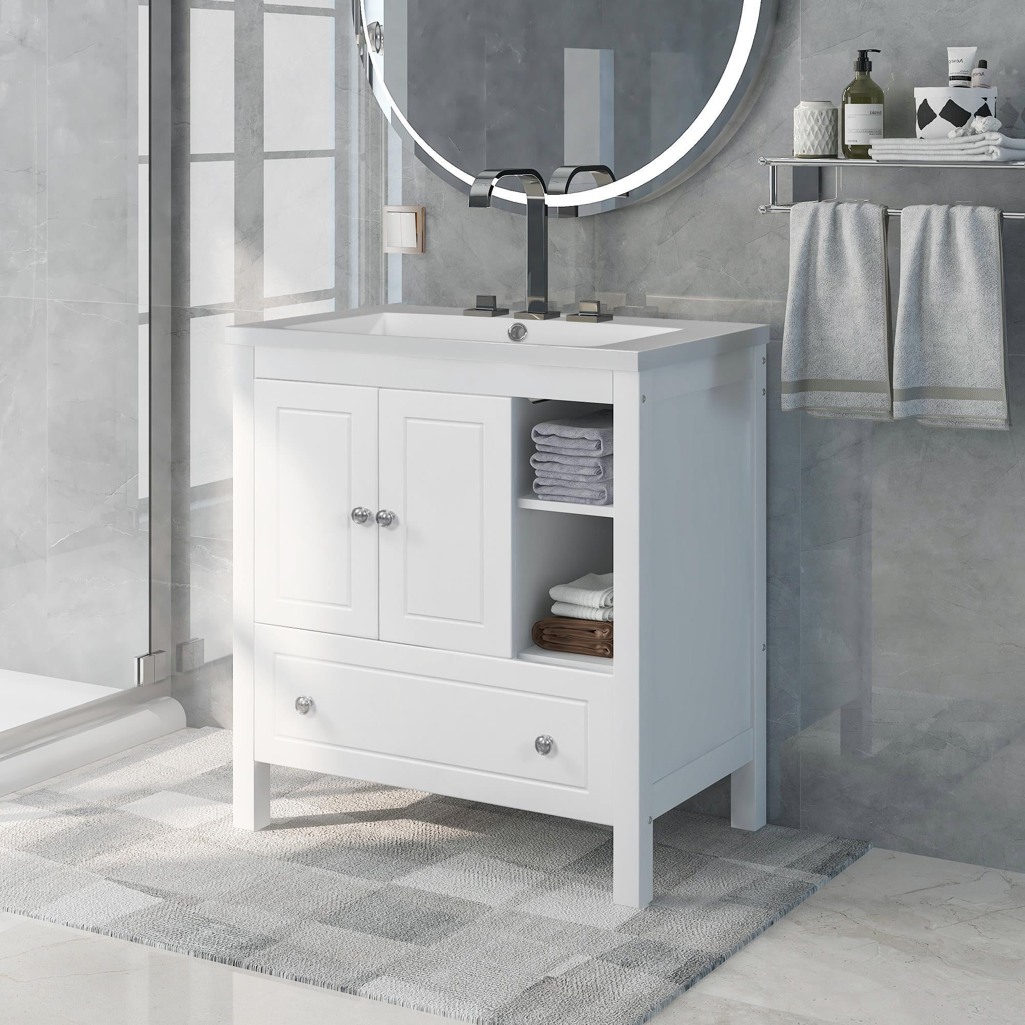 Ktaxon Modern 36 Inch Bathroom Vanity Set with Sink Ceramic Top