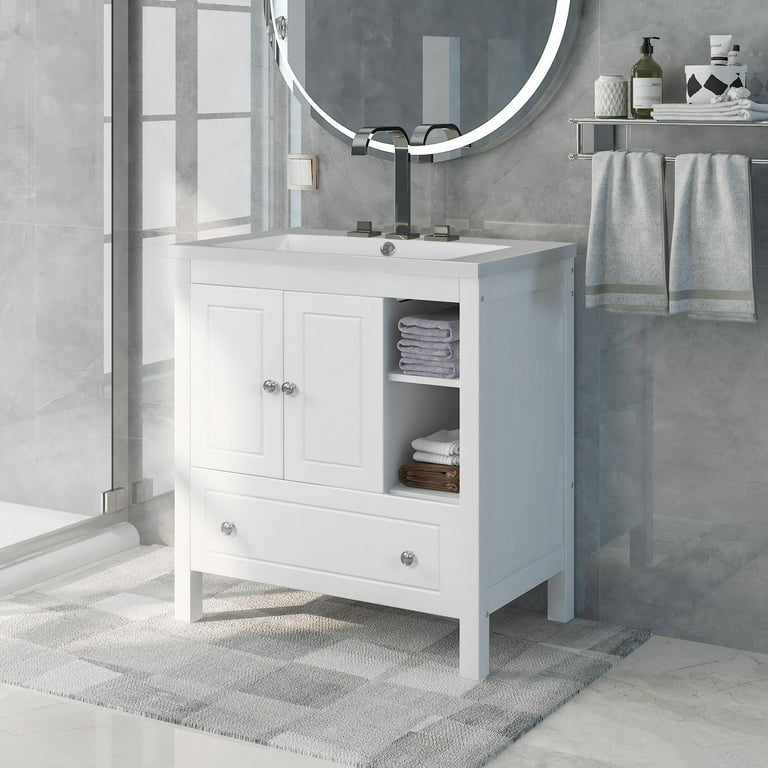 Ktaxon Modern 32 Inch Bathroom Vanity Set with Sink Ceramic Top