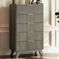 thumbnail image 1 of Ktaxon Fluted Tall 5 Drawer Dresser Solid Wood Chest of Drawers with Soft Close Slides Storage Cabinet for Bedroom Living Room Entryway Gray, 1 of 6