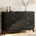thumbnail image 1 of Ktaxon Modern 6 Drawer Dresser Fluted Wood Chest of Drawers with Soft Close Slides Storage Cabinet for Bedroom, Living Room, or Entryway Black, 1 of 7