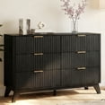 thumbnail image 1 of Ktaxon Modern 6 Drawer Dresser Fluted Wood Chest of Drawers with Soft Close Slides Storage Cabinet for Bedroom Living Room or Entryway Black, 1 of 7