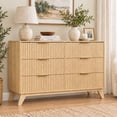 thumbnail image 1 of Ktaxon Fluted Dresser 6 Drawer Dresser Wood Chest of Drawers Storage Cabinet for Bedroom, Living Room Entryway Mid Century Oak, 1 of 10