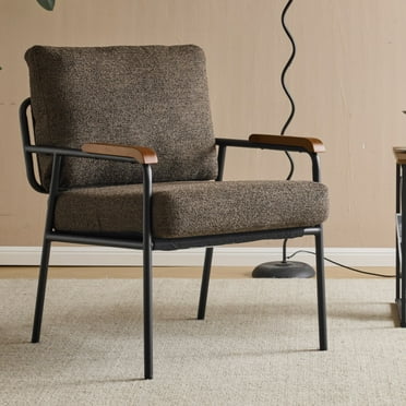 Ktaxon Modern Accent Chair, Linen Fabric Single Sofa, Rubberwood Armrests, Metal Frame Ideal for Lounge Spaces Coffee