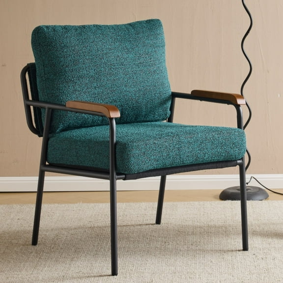 Ktaxon Modern Accent Chair, Linen Fabric Single Sofa, Rubberwood Armrests, Metal Frame Ideal for Lounge Spaces Green