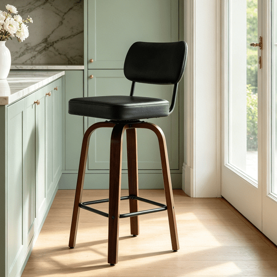 Ktaxon Modern Bar Stools 1 Pcs, 26in Counter Height Bar Stools with Padded Seat and Backrest, Ideal for Dining Room, Cafe, Bar, Kitchen Island, Black