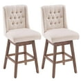 thumbnail image 1 of Ktaxon Modern Bar Stools Set of 2, 360 Degree Swivel Bar Chairs, Armless Upholstered Dining Chairs with Wood Legs for Kitchen/Bar Beige, 1 of 11