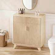 Ktaxon Modern Bathroom Cabinet 2 Doors& Drawer, Storage Pantry Adjustable Shelf Bathroom Floor Cupboard Wooden Freestanding Washing Room