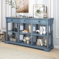 thumbnail image 1 of Ktaxon Modern Console Table with 3 Drawers and 3 Storage Shelves, 58" Sofa Table Narrow Long Entryway Table for Living Room, Hallway, Foyer, Kitchen, Office, Blue, 1 of 15