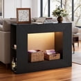 thumbnail image 1 of Ktaxon Modern Console Table with LED Light for Entryway, 43" Sofa Side Table with 4 Open Shelves Storage, Farmhouse Display Table Behind the Couch, Black, 1 of 6