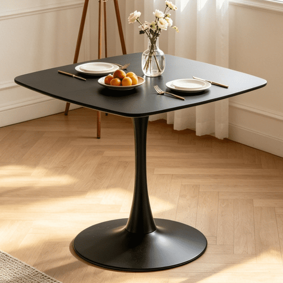 Ktaxon Modern Dining Table, 31.5" Round Table Corner with Pedestal Base, Mulitfunctional Use for Meeting, Coffee, Leisure table, Black