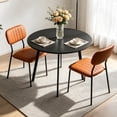 thumbnail image 1 of Ktaxon Modern Dining Table and Chairs Set for 2, Round 35.5" Dining Table with 2 Stackable Padded Side Chairs, 3 Pieces Kitchen Table Set for Small Spaces, Dining Room, Black & Orange, 1 of 7