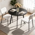 thumbnail image 1 of Ktaxon Modern Dining Table and Chairs Set for 2, Round 35.5" Dining Table with 2 Stackable Padded Side Chairs, 3 Pieces Kitchen Table Set for Small Spaces, Dining Room, Black & White, 1 of 7