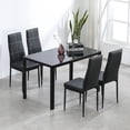 thumbnail image 1 of Ktaxon Modern Dining Table Set for 4, Black Glass Dining Table Set with 4 PU Upholstered Chairs, Rectangle Dining Table with Chairs for Kitchen Breakfast, 1 of 6