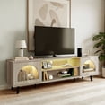 thumbnail image 1 of Ktaxon Modern LED TV Stand with 2 Fluted Arched Doors, 63" Entertainment Center Media Gaming Console for 55/60/65" TVs with RGB Lighting, Washed Gray, 1 of 12