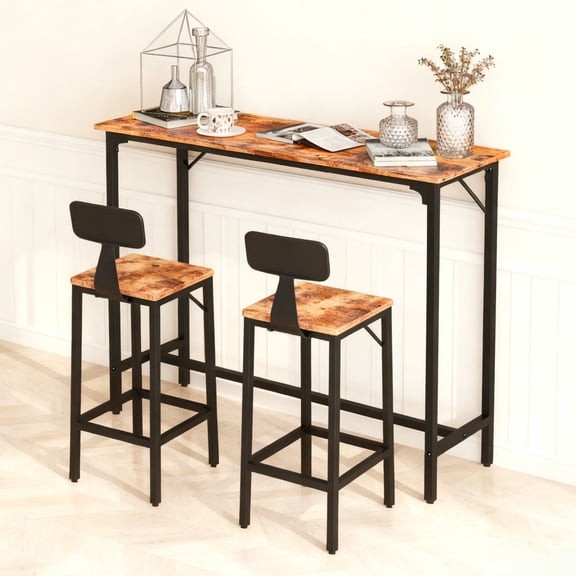 Ktaxon Modern Pub Dining Table for 2 People, 43" Long Bar Table Rectangle for Home, Brown