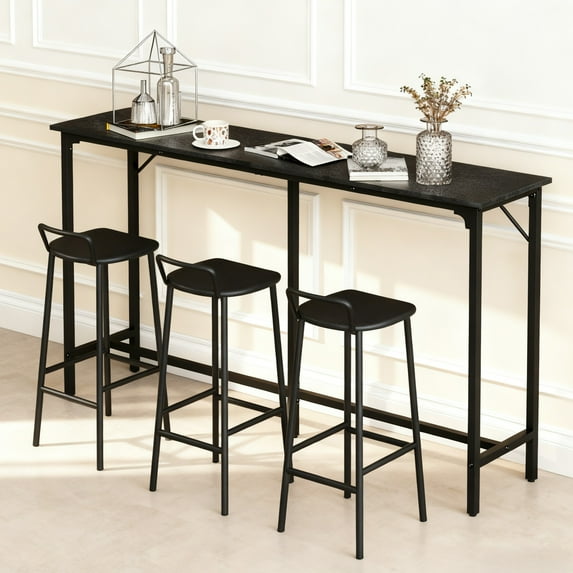 Ktaxon Modern Pub Dining Table for 4~6 People, 63" Long Bar Table Rectangle for Home, Black