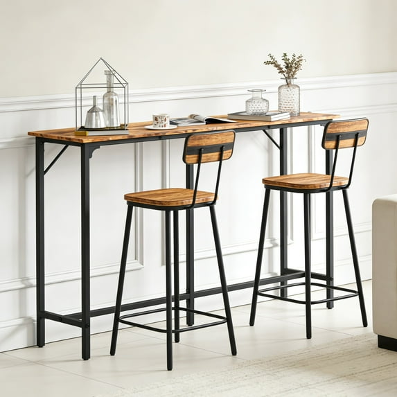 Ktaxon Modern Pub Dining Table for 4 People, 55" Long Bar Table Rectangle for Home, Brown