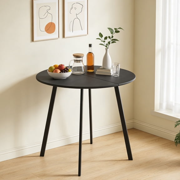 Ktaxon Modern Round Dining Table for 2~4, Simplistic 35.5" Kitchen Breakfast Table, Multifunctional Use Table for Small Space, Black