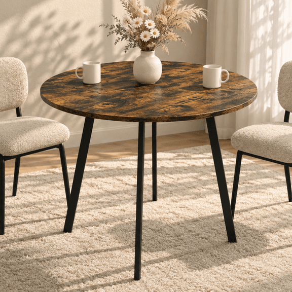 Ktaxon Modern Round Dining Table for 2~4, Simplistic 35.5" Kitchen Breakfast Table, Multifunctional Use Table for Small Space, Brown