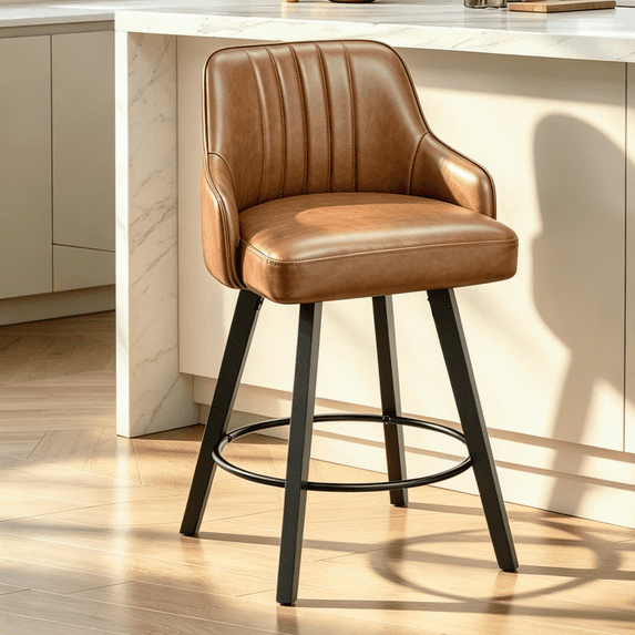 Ktaxon Modern Swivel Bar Stools Set of 1, Counter Height 24" Barstools with Fabric Padded Seating, 1 PCS Bar Stools for Kitchen Island, Bar, Home, Breakfast, Antique Bronze