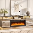thumbnail image 1 of Ktaxon Modern TV Stand with 36" Fireplace, 70" High Gloss Entertainment Center with LED RGB Light for Living Room, 12 Colors Flames Electric Fireplace Mantel, Silver, 1 of 7