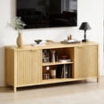 thumbnail image 1 of Ktaxon Modern TV Stand for 55/60/65 Inches TVs, 58" Television Media Console Wood Entertainment Center with 2 Fluted Doors & Adjustable Shelves for Living Room, Bedroom, Home, Natural, 1 of 8
