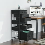 Ktaxon Movable 42.7" Tall Wood Six Drawers File Cabinet with Letter Size Drawers& Labeled Unity, for Printer, Black