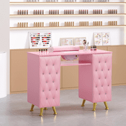 Ktaxon Manicure Table Nail Desk with Electric Downdraft Vent, Beauty Workstation, Pink & Diamond