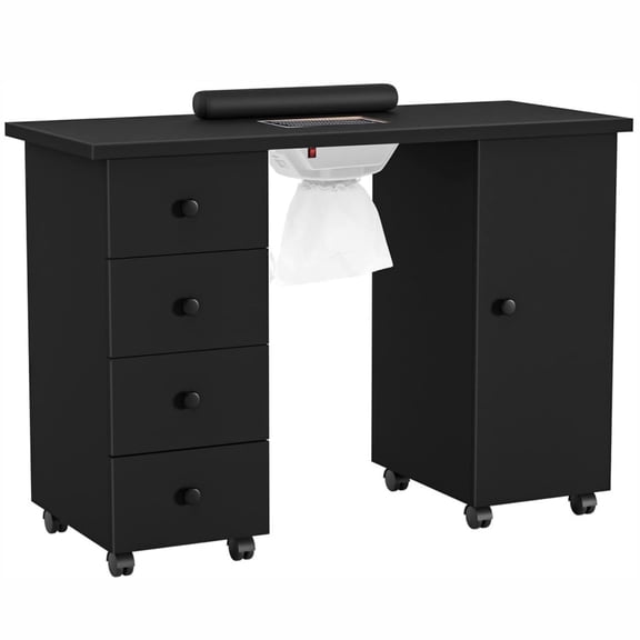 Ktaxon Nail Table Beauty Salon Tech Station with Electric Downdraft Vent, Black