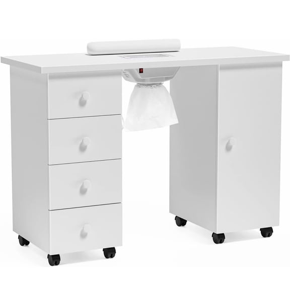 Ktaxon Nail Table Beauty Salon Tech Station with Electric Downdraft Vent, White